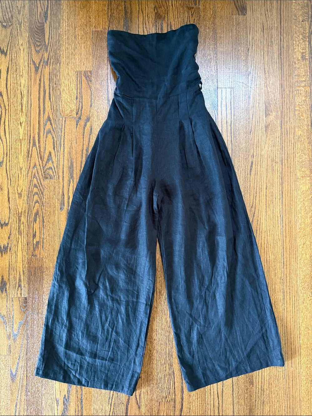 B43 Faithfull the Brand Women’s 8 Black Strapless Wide Leg Jumpsuit High Waist